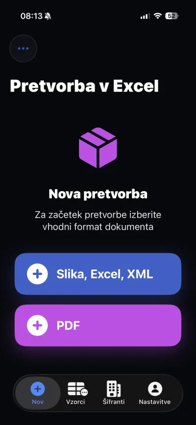 Predogled aplikacije Pretvorba v Excel